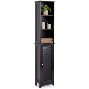 Tall Bathroom Cabinet Tallboy Slim Black Storage Cupboard W/ 6 Shelves Vonhaus Tall Bathroom Cabinet Tallboy Slim Black Storage Cupboard W/ 6 Shelves Vonhaus