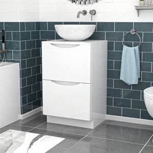 Nes Home White 500mm Freestanding Vanity Unit Round Ceramic Countertop Basin Nes Home White 500mm Freestanding Vanity Unit Round Ceramic Countertop Basin