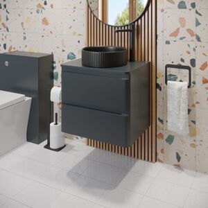 Affine 600mm Bathroom Countertop Vanity Unit Round Fluted Basin Wall Hung Anthracite Affine 600mm Bathroom Countertop Vanity Unit Round Fluted Basin Wall Hung Anthracite