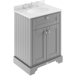 Hudson Reed Old London Floor Standing Vanity Unit With 3th Basin 600mm Storm Grey/white Hudson Reed Old London Floor Standing Vanity Unit With 3th Basin 600mm Storm Grey/white