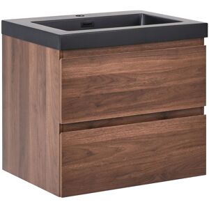 Beliani Wall Mounted Vanity Unit With Basin Cardiel 60 Cm 55 Cm Dark Brown Beliani Wall Mounted Vanity Unit With Basin Cardiel 60 Cm 55 Cm Dark Brown