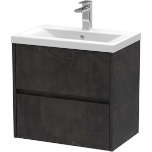 Nuie Havana Wall Hung 2-Drawer Vanity Unit With Basin 1 600mm Wide - Metallic Slate Nuie Havana Wall Hung 2-Drawer Vanity Unit With Basin 1 600mm Wide - Metallic Slate