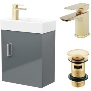 Willesden Bathrooms Calton Dark Grey Wall Hung 400mm Vanity Unit & Square Basin Mono Mixer Tap Willesden Bathrooms Calton Dark Grey Wall Hung 400mm Vanity Unit & Square Basin Mono Mixer Tap