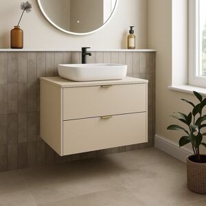 Impact Furniture Bathroom Vanity Unit 600mm Floating Countertop Cashmere Beige White Sink Dalia Impact Furniture Bathroom Vanity Unit 600mm Floating Countertop Cashmere Beige White Sink Dalia