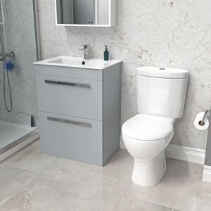 Willesden Bathrooms 600mm Matte Grey Slim Basin - Bathroom Vanity Cabinet & Toilet Willesden Bathrooms 600mm Matte Grey Slim Basin - Bathroom Vanity Cabinet & Toilet