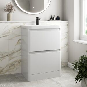 Affine Bathroom Cloakroom Vanity Unit Wash Basin Base Cabinet Two Drawers Storage White Affine Bathroom Cloakroom Vanity Unit Wash Basin Base Cabinet Two Drawers Storage White