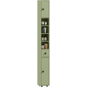 Kleankin Slim Bathroom Cabinet, Toilet Roll Storage W/ Open Shelves, Green Kleankin Slim Bathroom Cabinet, Toilet Roll Storage W/ Open Shelves, Green