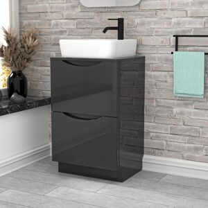 Nes Home 500mm Dark Grey Drawers Vanity, Worktop & Square Rounded Corner Basin Nes Home 500mm Dark Grey Drawers Vanity, Worktop & Square Rounded Corner Basin