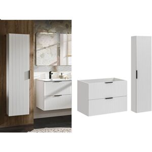Impact Furniture Bathroom 800 Vanity Drawer Unit Tall Cabinet Wall Hung White Milled Ribbed Adel Impact Furniture Bathroom 800 Vanity Drawer Unit Tall Cabinet Wall Hung White Milled Ribbed Adel