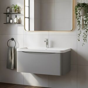 Nuie Lunar Wh 1-Drawer Vanity Unit & Polymarble Basin 800mm - Satin Grey Nuie Lunar Wh 1-Drawer Vanity Unit & Polymarble Basin 800mm - Satin Grey