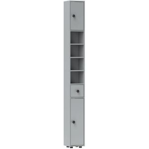 Kleankin 180cm Slim Bathroom Cabinet With Drawer Shelves And Cupboards Grey New Kleankin 180cm Slim Bathroom Cabinet With Drawer Shelves And Cupboards Grey New