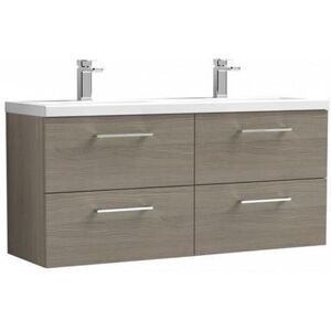 Nuie Arno Wh 4-Drawer Vanity Unit & Ceramic Basin 1200mm - Solace Oak Nuie Arno Wh 4-Drawer Vanity Unit & Ceramic Basin 1200mm - Solace Oak