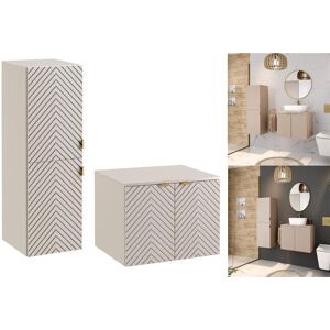 Impact Furniture Bathroom Cabinet Set 600 Countertop Vanity Tall Storage Unit Cashmere Beige Cara Impact Furniture Bathroom Cabinet Set 600 Countertop Vanity Tall Storage Unit Cashmere Beige Cara