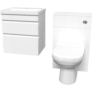 Willesden Bathrooms White Wall Hung 500mm Vanity Unit 2 Drawer With Wc Unit & Btw Toilet Willesden Bathrooms White Wall Hung 500mm Vanity Unit 2 Drawer With Wc Unit & Btw Toilet