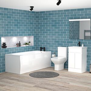 Nes Home Alaska 1700mm Round Bath,500mm Basin Vanity, Close Coupled Toilet Nes Home Alaska 1700mm Round Bath,500mm Basin Vanity, Close Coupled Toilet