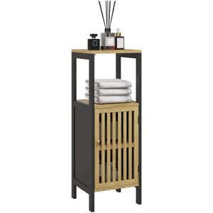 Homcom Bathroom Floor Cabinet Bathroom Cupboard With Adjustable Shelf, Black Homcom Bathroom Floor Cabinet Bathroom Cupboard With Adjustable Shelf, Black