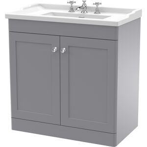 Nuie Classique Floor Standing 2-Door Vanity Unit With Traditional Basin 800mm Wi Nuie Classique Floor Standing 2-Door Vanity Unit With Traditional Basin 800mm Wi
