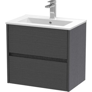 Nuie Havana Wall Hung 2-Drawer Vanity Unit With Basin 2 600mm Wide - Graphite Grey Nuie Havana Wall Hung 2-Drawer Vanity Unit With Basin 2 600mm Wide - Graphite Grey