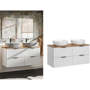 Impact Furniture Bathroom Double Vanity Ribbed Fluted White 120cm Unit Sinks Oak Countertop Adel Impact Furniture Bathroom Double Vanity Ribbed Fluted White 120cm Unit Sinks Oak Countertop Adel