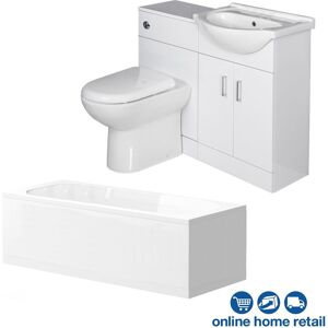 Alpine Bathroom Suite Single Ended Bath 1050mm Basin Vanity Unit Toilet Gloss White Alpine Bathroom Suite Single Ended Bath 1050mm Basin Vanity Unit Toilet Gloss White