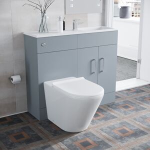 Nes Home 1000mm Matte Grey Slimline Basin Vanity & Wc Unit Btw Round Toilet Nes Home 1000mm Matte Grey Slimline Basin Vanity & Wc Unit Btw Round Toilet