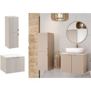 Impact Furniture Bathroom Beige Set 600mm Countertop Vanity Unit Tall Cabinet White Worktop Cara Impact Furniture Bathroom Beige Set 600mm Countertop Vanity Unit Tall Cabinet White Worktop Cara