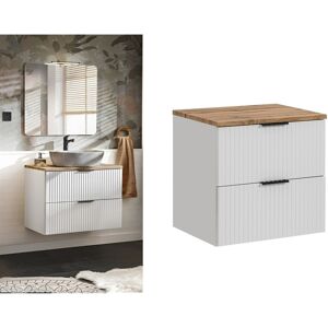 Impact Furniture Bathroom Vanity Cabinet Ribbed Fluted White Wall Hung Unit Oak Countertop Adel Impact Furniture Bathroom Vanity Cabinet Ribbed Fluted White Wall Hung Unit Oak Countertop Adel