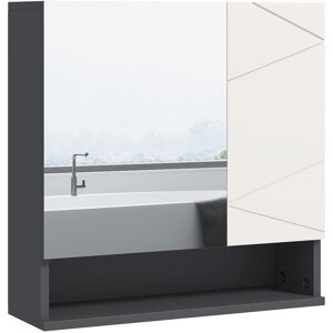 Kleankin Wall Mounted Bathroom Storage Cupboard Mirror And Shelf - Light Grey Kleankin Wall Mounted Bathroom Storage Cupboard Mirror And Shelf - Light Grey