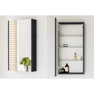 Impact Bathroom Mirror Wall Cabinet Mirrored Storage Unit 400mm Black Grey Ash Avir Impact Bathroom Mirror Wall Cabinet Mirrored Storage Unit 400mm Black Grey Ash Avir