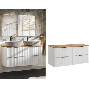 Impact Furniture Double Vanity Bathroom Unit Drawers 120cm Wall Cabinet White Oak Countertop Adel Impact Furniture Double Vanity Bathroom Unit Drawers 120cm Wall Cabinet White Oak Countertop Adel