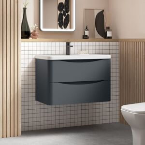 Nuie Lunar 2-Drawer Vanity Satin Anthracite - Bathroom Furniture Nuie Lunar 2-Drawer Vanity Satin Anthracite - Bathroom Furniture
