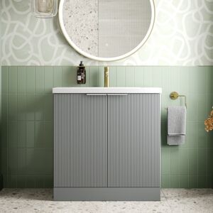 Affine Bathroom Vanity Unit Basin Sink Free Standing 800mm Door Cabinet Storage Grey Affine Bathroom Vanity Unit Basin Sink Free Standing 800mm Door Cabinet Storage Grey