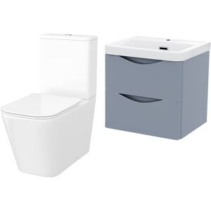 Willesden Bathrooms Grey 500mm Wall Hung Vanity Basin Unit & Rimless Close Coupled Toilet Willesden Bathrooms Grey 500mm Wall Hung Vanity Basin Unit & Rimless Close Coupled Toilet