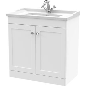 Nuie Classique Floor Standing 2-Door Vanity Unit With Traditional Basin 800mm Wi Nuie Classique Floor Standing 2-Door Vanity Unit With Traditional Basin 800mm Wi