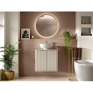 Impact Furniture Beige Bathroom Vanity Sink Unit Wall Hung Ribbed Cabinet 600mm Countertop Oren Impact Furniture Beige Bathroom Vanity Sink Unit Wall Hung Ribbed Cabinet 600mm Countertop Oren
