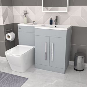Nes Home Matte Grey 1100mm Rh Basin Sink Vanity Cabinet & Btw Toilet Flat Pack Nes Home Matte Grey 1100mm Rh Basin Sink Vanity Cabinet & Btw Toilet Flat Pack