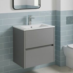 Nuie Havana Wall Hung 2-Drawer Vanity Unit With Basin 2 500mm Wide - Coastal Grey Nuie Havana Wall Hung 2-Drawer Vanity Unit With Basin 2 500mm Wide - Coastal Grey
