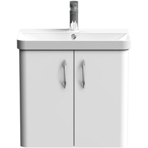 Balterley Wall Hung 2 Door Vanity Basin Unit Gloss White D Shape Handles 600mm Balterley Wall Hung 2 Door Vanity Basin Unit Gloss White D Shape Handles 600mm