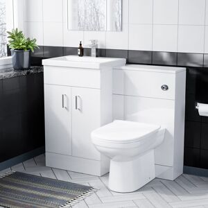 Nanuya Nes Home White 500mm Vanity Basin & Wc Unit & Back To Wall Toilet Soft Close Nanuya Nes Home White 500mm Vanity Basin & Wc Unit & Back To Wall Toilet Soft Close