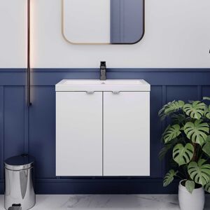 Hudson Reed Fusion Wall Hung 2-Door Vanity Unit Ceramic Basin 600mm Gloss White Hudson Reed Fusion Wall Hung 2-Door Vanity Unit Ceramic Basin 600mm Gloss White