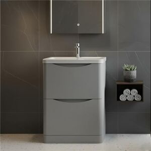 Nuie Lunar Fs 2-Drawer Vanity Unit & Polymarble Basin 600mm - Satin Grey Nuie Lunar Fs 2-Drawer Vanity Unit & Polymarble Basin 600mm - Satin Grey