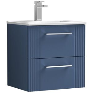 Balterley Wall Hung 2 Drawers Bathroom Vanity Basin Unit, Minimalist 500mm, Satin Blue Balterley Wall Hung 2 Drawers Bathroom Vanity Basin Unit, Minimalist 500mm, Satin Blue