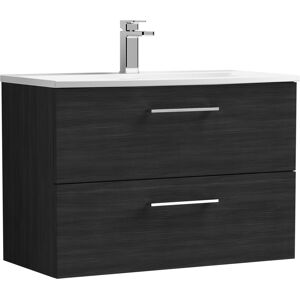 Nuie Arno Wall Hung 2-Drawer Vanity Unit & Basin-4 800mm - Charcoal Woodgrain Nuie Arno Wall Hung 2-Drawer Vanity Unit & Basin-4 800mm - Charcoal Woodgrain