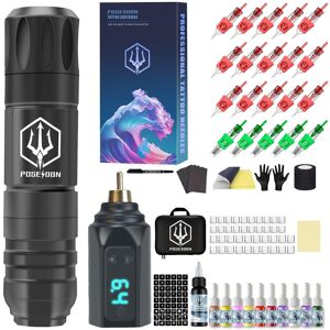 Poseidon Tattoo Machine Kit - Rotary Pen With 20 Cartridge Needles For Beginners Poseidon Tattoo Machine Kit - Rotary Pen With 20 Cartridge Needles For Beginners