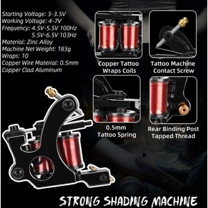 Double Liner Shader Tattoo Machine Kit Tattoo Power Supply 8 Wraps 10 Wraps Double Liner Shader Tattoo Machine Kit Tattoo Power Supply 8 Wraps 10 Wraps