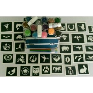 Dazzle Glitter Tattoos Professional Glitter Tattoo Set Inc 500 Stencils + 15 Colours + Free Vanity Case Dazzle Glitter Tattoos Professional Glitter Tattoo Set Inc 500 Stencils + 15 Colours + Free Vanity Case