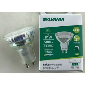 Box Of 6 Sylvania High Power Gu10 Led 6 Watt Dimmable = 77w Cool White 580lm 4k Box Of 6 Sylvania High Power Gu10 Led 6 Watt Dimmable = 77w Cool White 580lm 4k