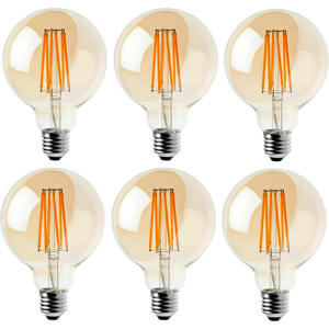 Ledsone 6pack E27 Led Edison Dimmable Vintage Amber Glass Warm White 2700k Light Bulbs Ledsone 6pack E27 Led Edison Dimmable Vintage Amber Glass Warm White 2700k Light Bulbs