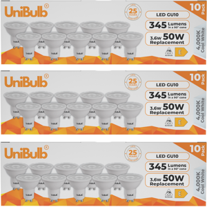 Unibulb Gu10 LED Light Bulb 345lm 3.6W Cool White - Light Bulb Unibulb Gu10 LED Light Bulb 345lm 3.6W Cool White - Light Bulb
