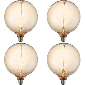 Loops 4 Pack Amber Glass 4w E27 Led Light Bulb - Spiral Non-Dimmable Warm White 320lm Loops 4 Pack Amber Glass 4w E27 Led Light Bulb - Spiral Non-Dimmable Warm White 320lm